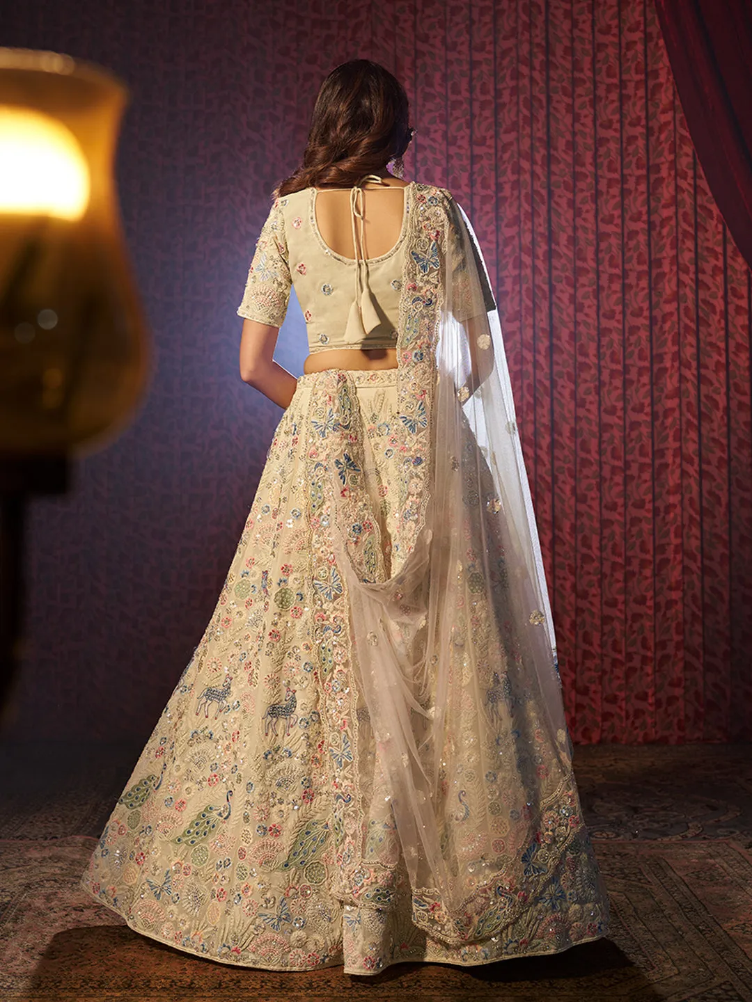 Angelic White Georgette Heavy Embroidered Bridal Lehenga Choli