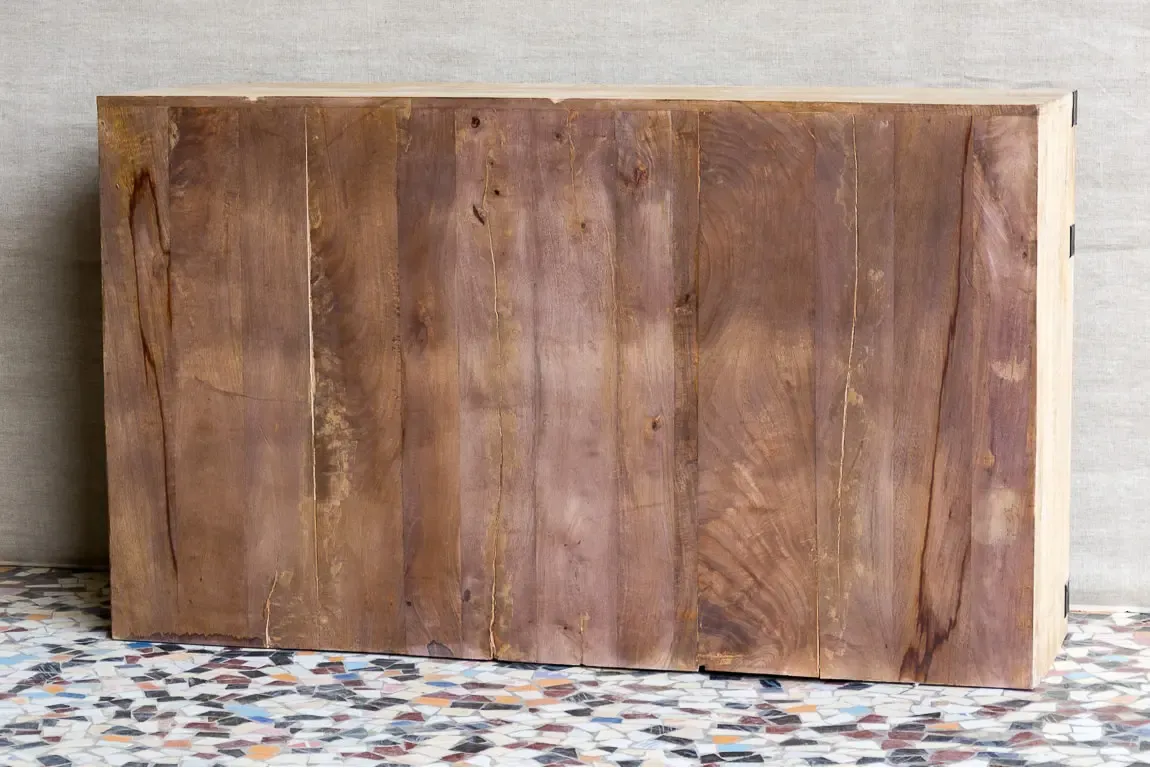 Antique Indian Industrial Hand Lava Solid Wooden Sideboard Whitewash 145x40x86cm A0338