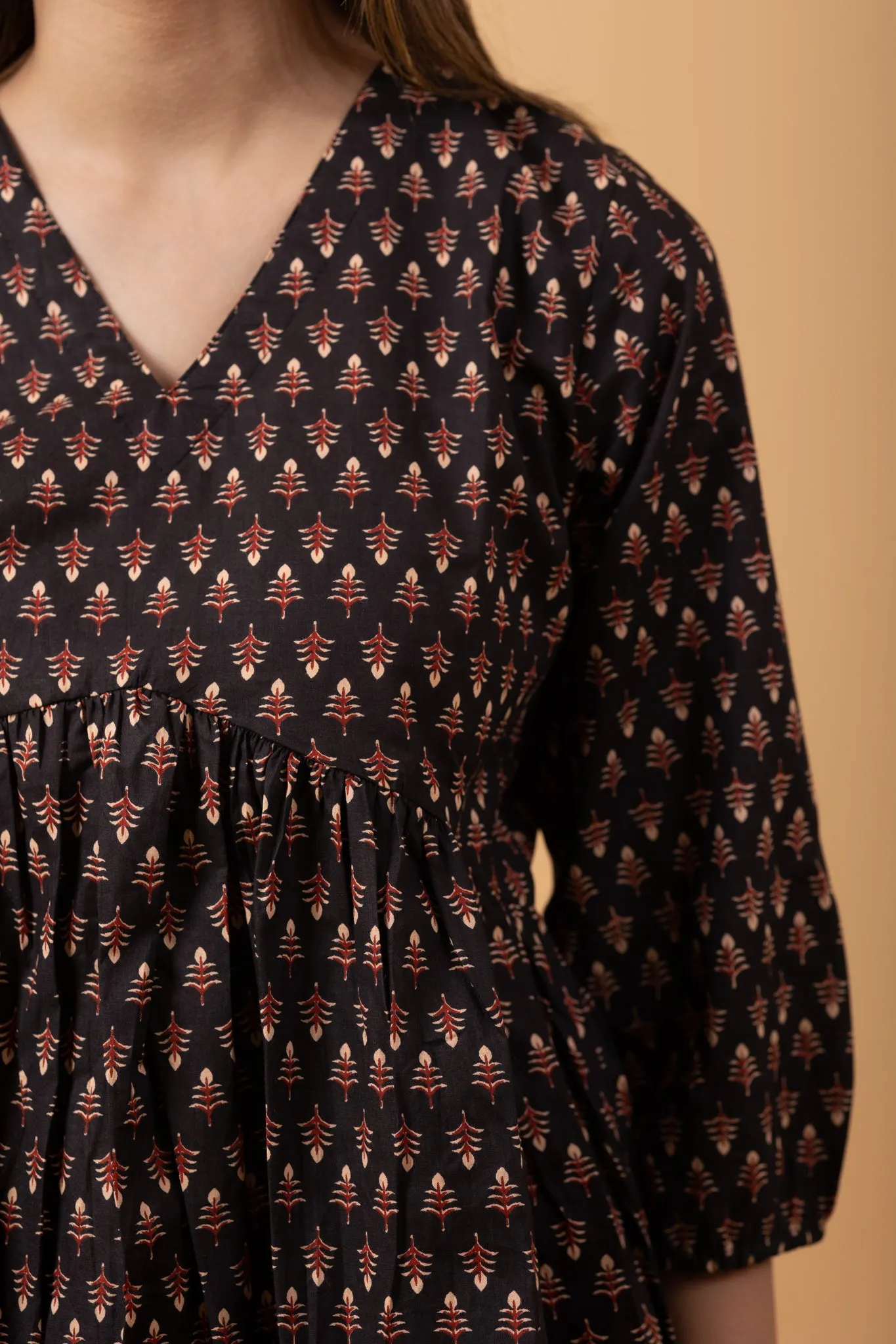 Bagru Butta print 100% Cotton short kurti