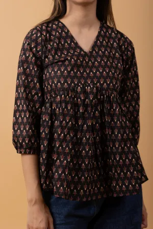 Bagru Butta print 100% Cotton short kurti