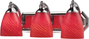 Bath and Spa 3 Light Vanity In Polished Chrome and Scarlet Red Glass