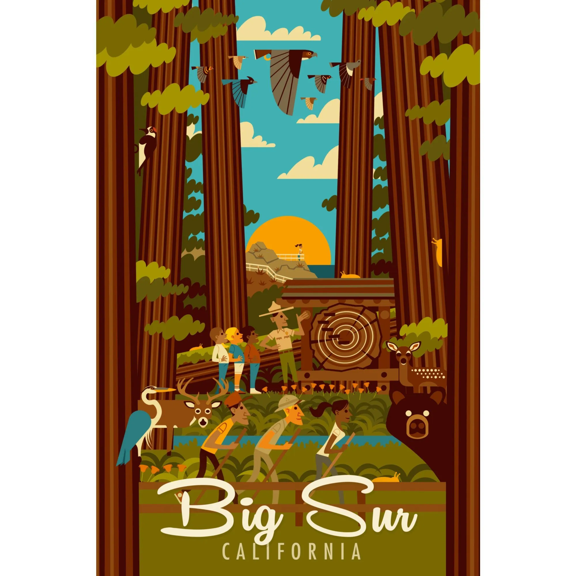 Big Sur, California, The Mountains are Calling, Geometric, Art & Giclee Prints