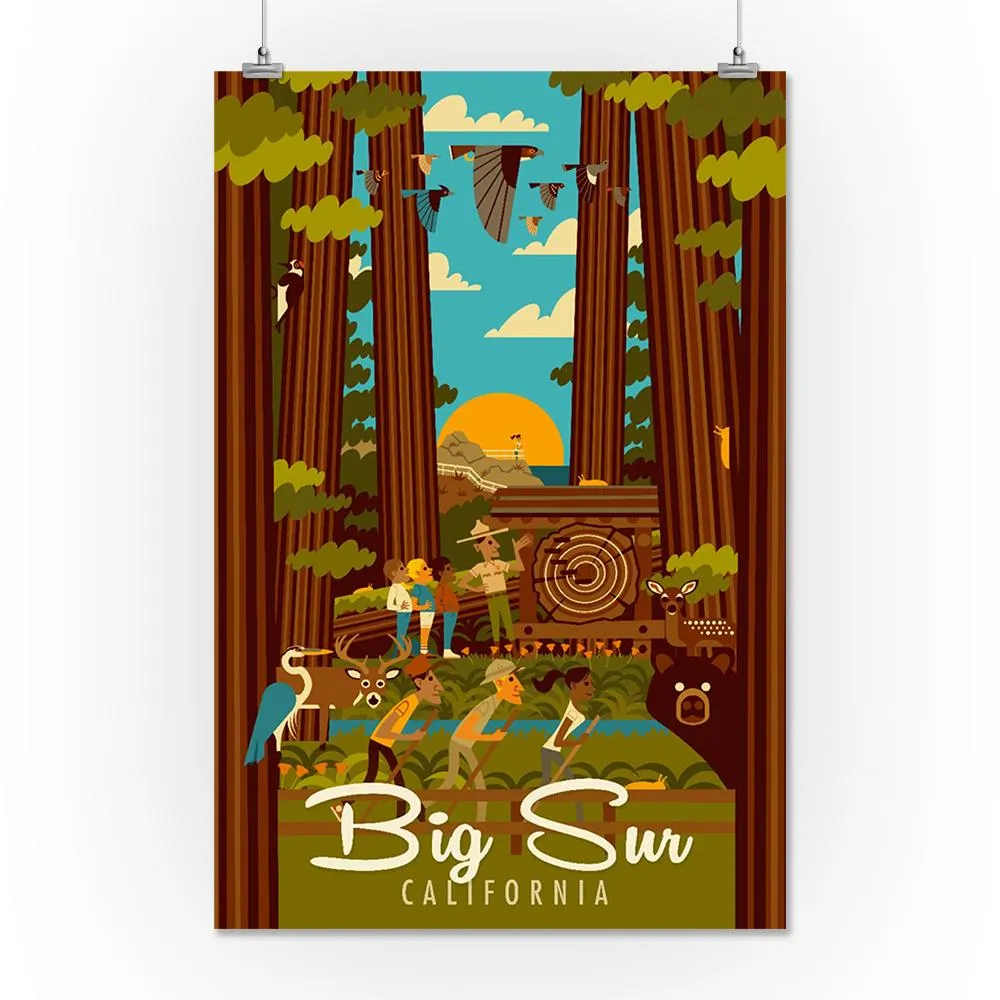 Big Sur, California, The Mountains are Calling, Geometric, Art & Giclee Prints