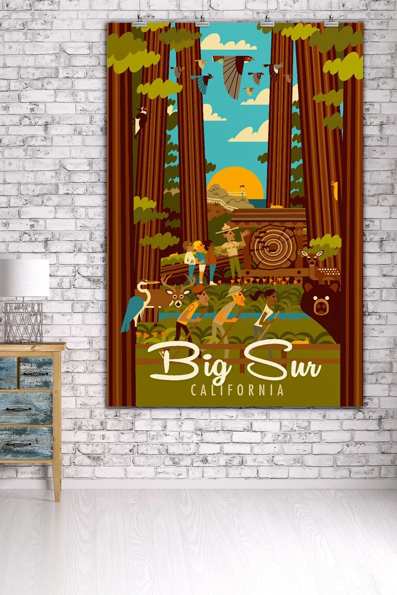 Big Sur, California, The Mountains are Calling, Geometric, Art & Giclee Prints