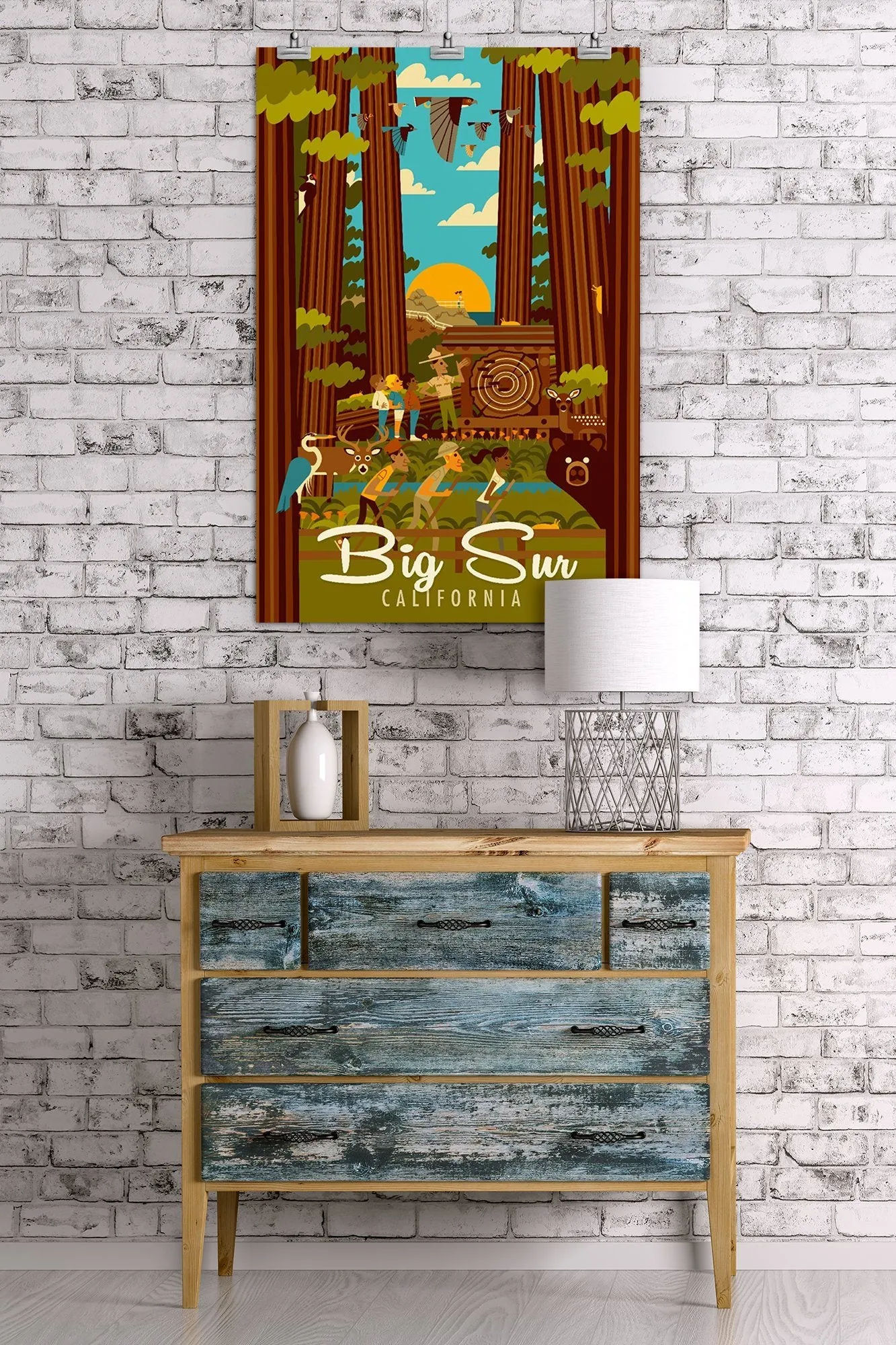 Big Sur, California, The Mountains are Calling, Geometric, Art & Giclee Prints