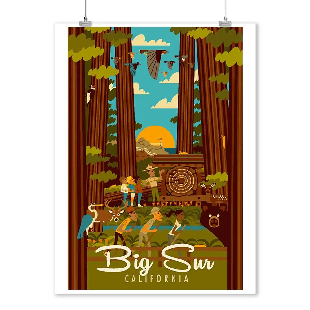 Big Sur, California, The Mountains are Calling, Geometric, Art & Giclee Prints