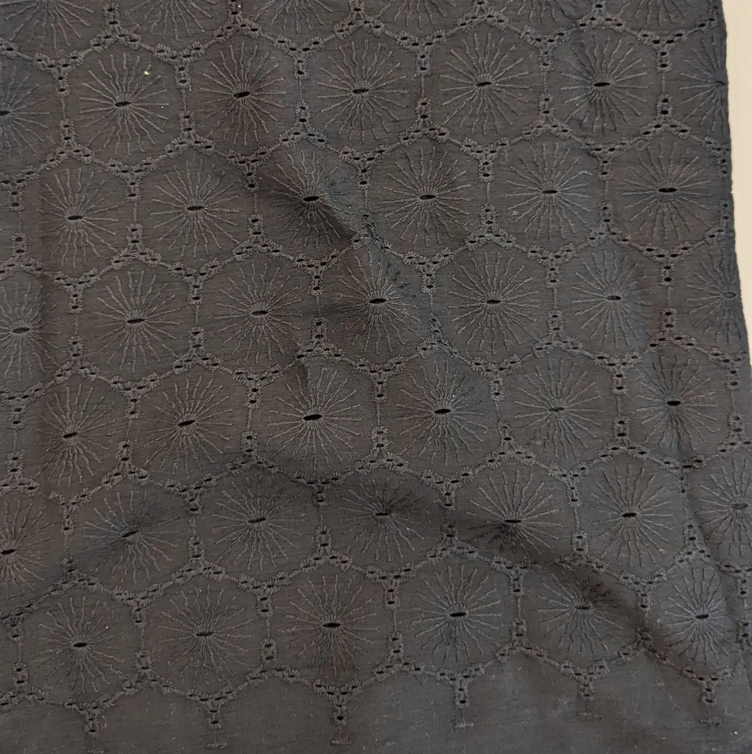Black Traditional Hand Dyed Cotton Embroidered Fabric