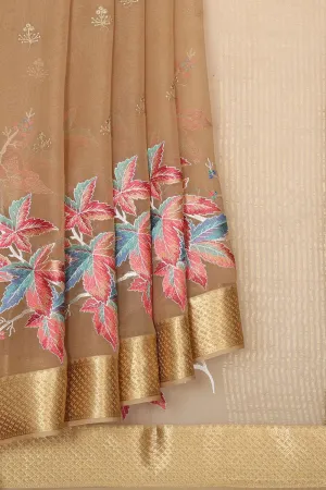 Chiffon Silk Brown Saree