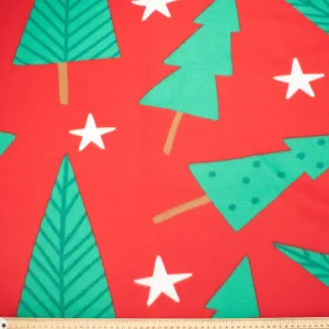 Christmas Trees on Red Printed Polar Fleece Design 139