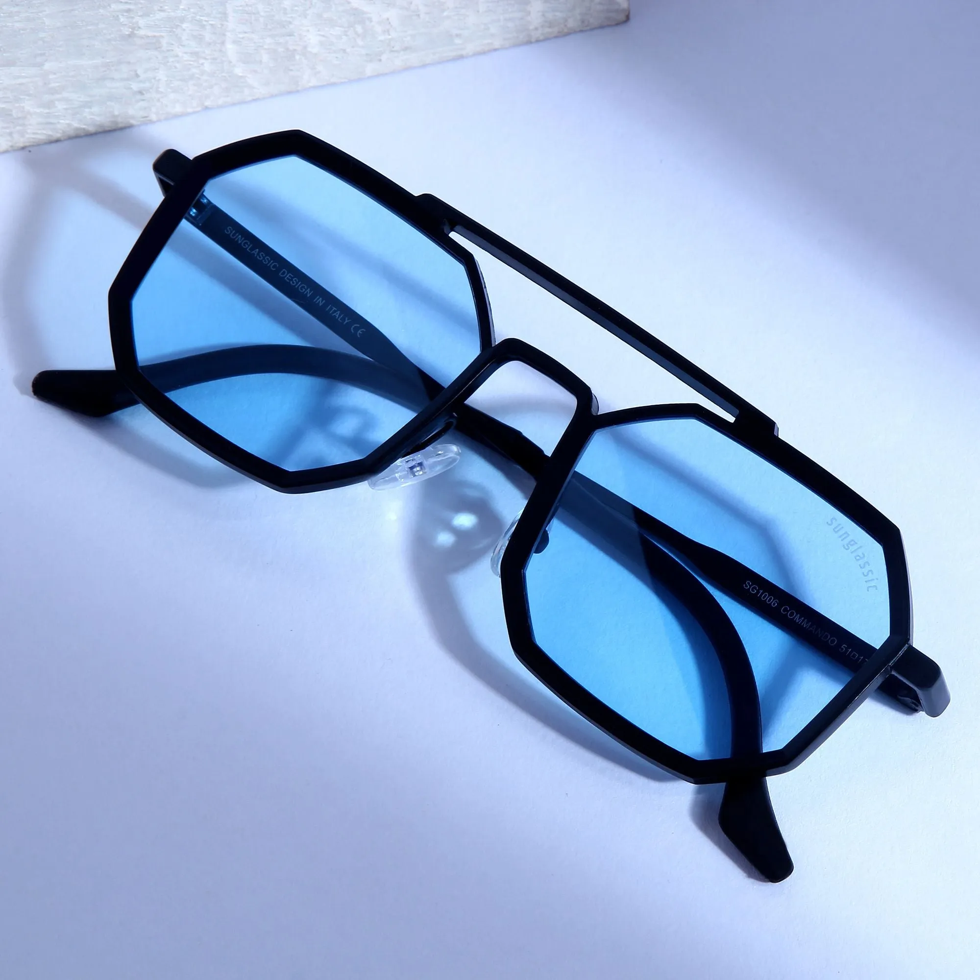 Commando Black Blue Edition Octagon Sunglasses