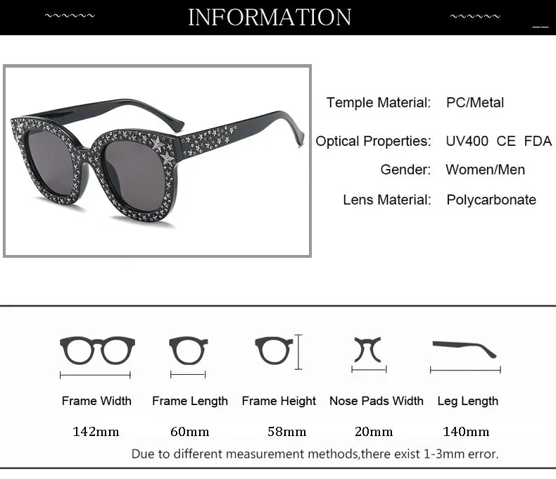 Faith Star Studded Cat Eye Sunglasses - 7 Colors