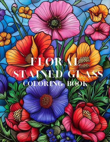 Floral Stained Glass Colouring Book