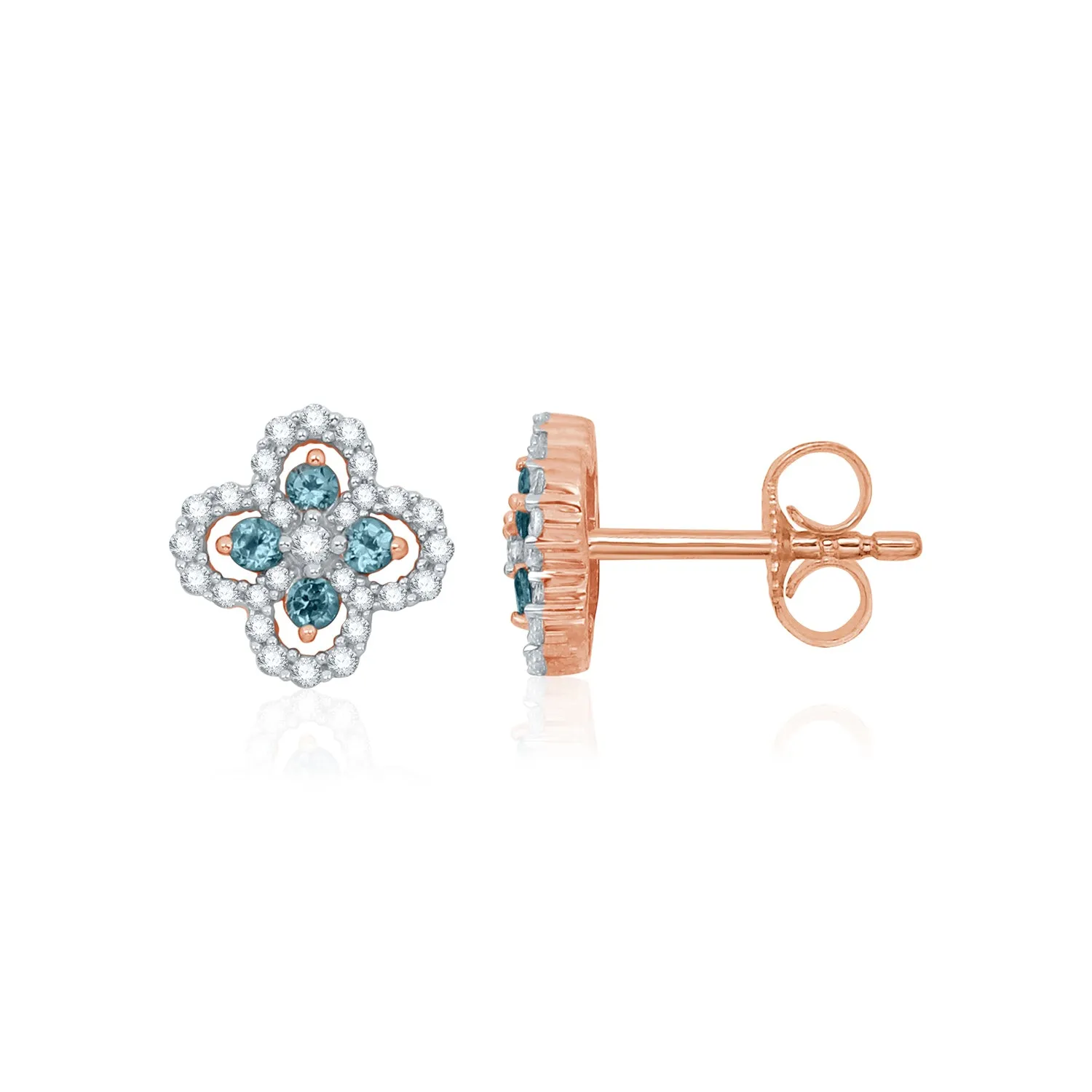 Four Leaf London Blue Diamond Earrings