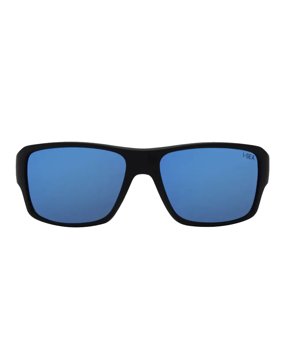 Freebird Polarised Sunglasses in Black Rubber & Blue Mirror