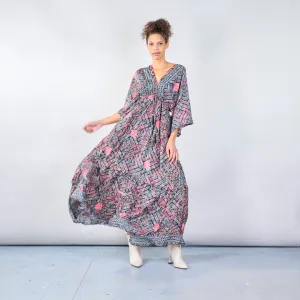 Geometric bohemian maxi dress with tassel tie wholesale