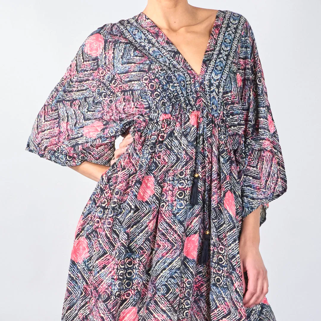 Geometric bohemian maxi dress with tassel tie wholesale