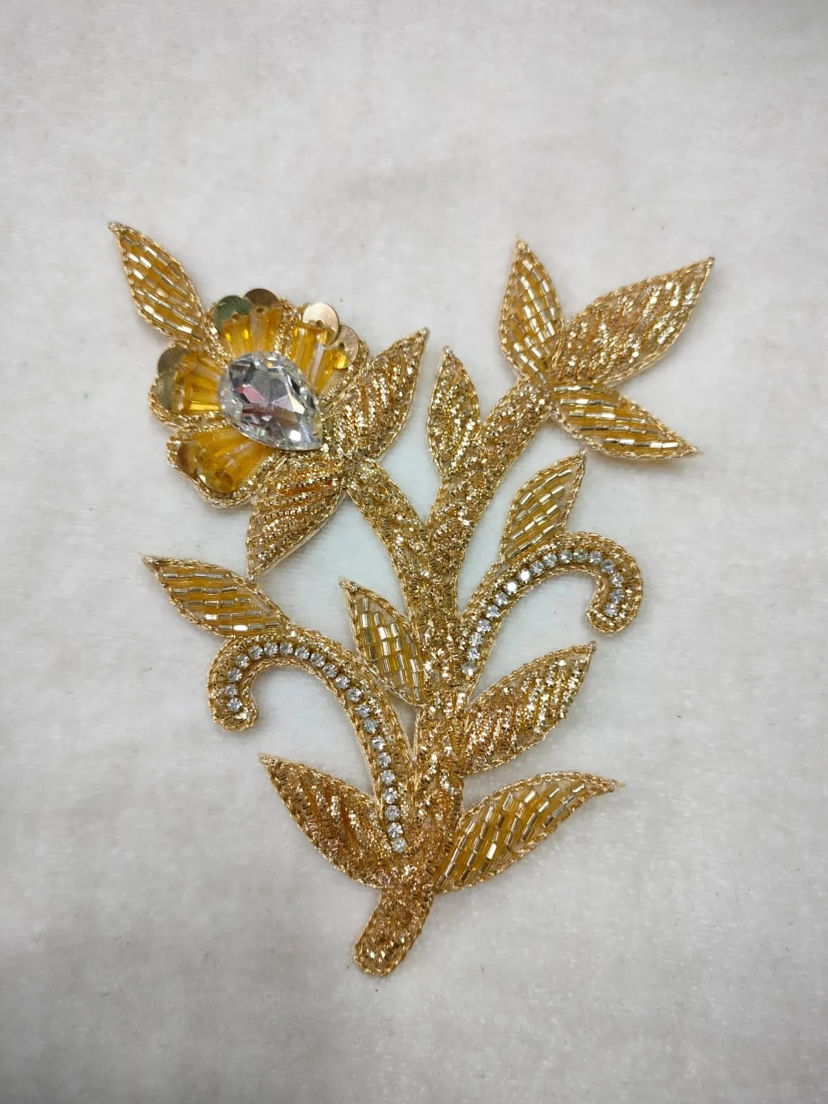 Golden Embellished Zardozi Stone Work Handwork Patches