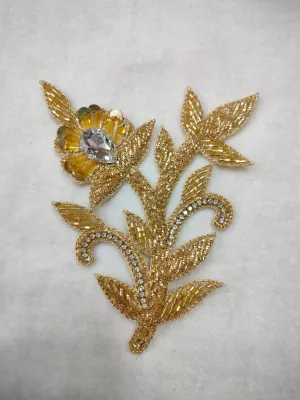 Golden Embellished Zardozi Stone Work Handwork Patches