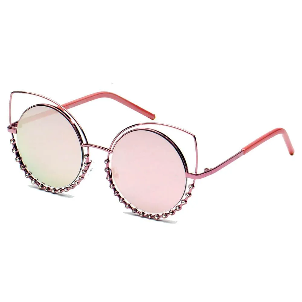 HOLLAND | A21 - Designer Pearl-Studded Cut-Out Cat Eye Princess Sunglasses