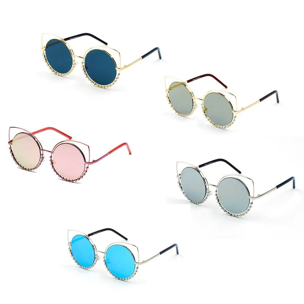 HOLLAND | A21 - Designer Pearl-Studded Cut-Out Cat Eye Princess Sunglasses