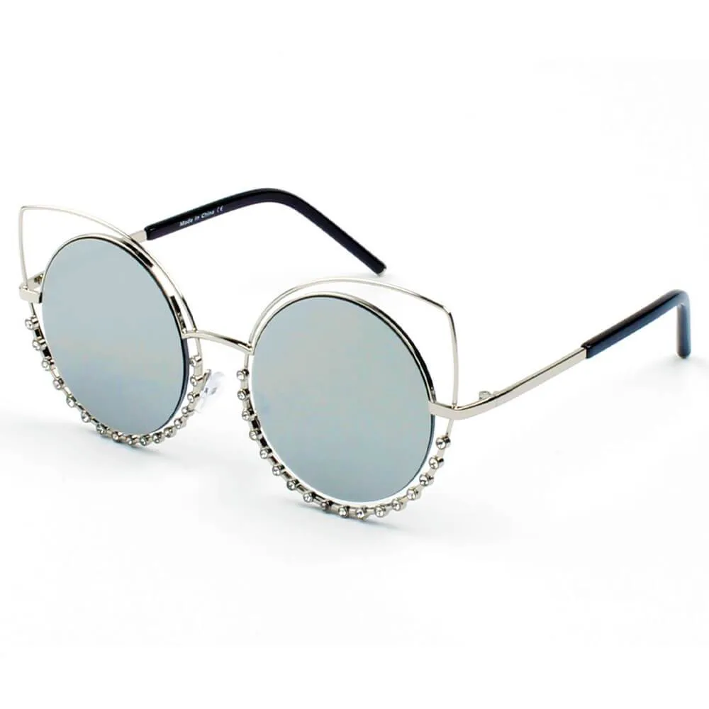 HOLLAND | A21 - Designer Pearl-Studded Cut-Out Cat Eye Princess Sunglasses