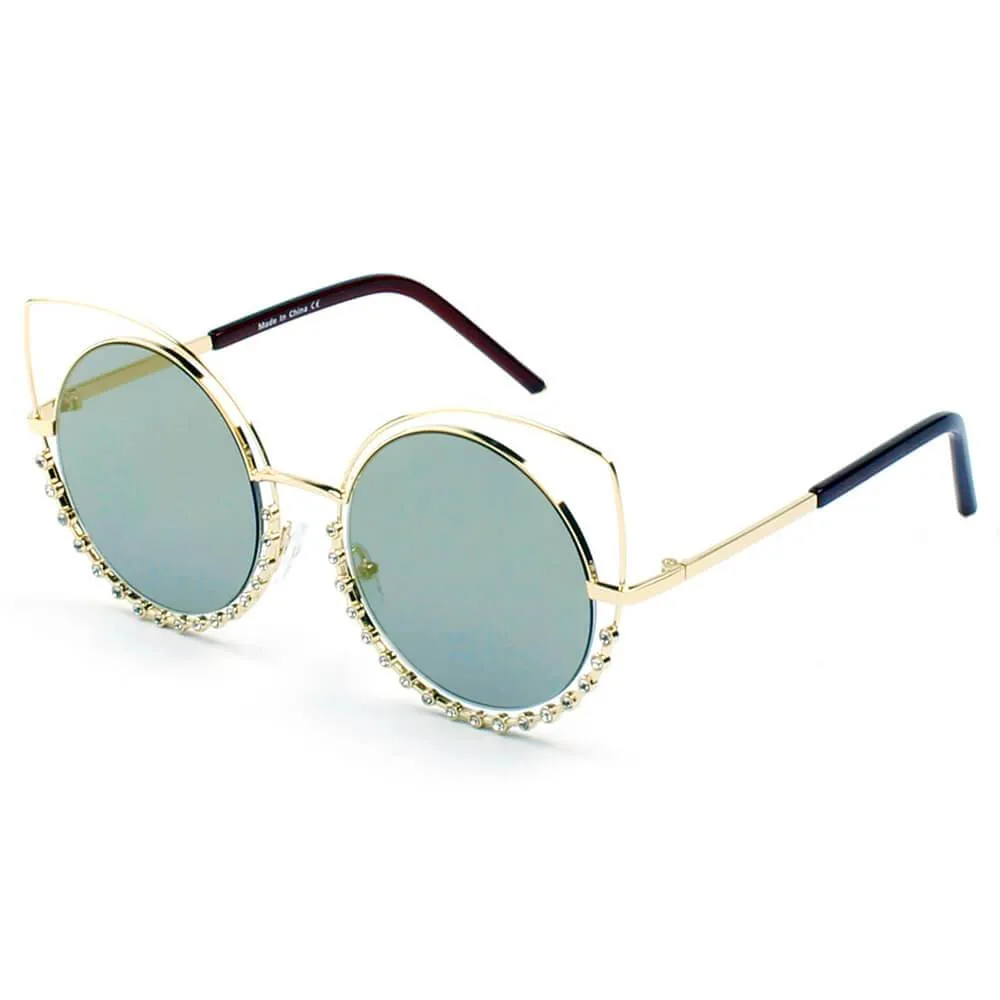 HOLLAND | A21 - Designer Pearl-Studded Cut-Out Cat Eye Princess Sunglasses