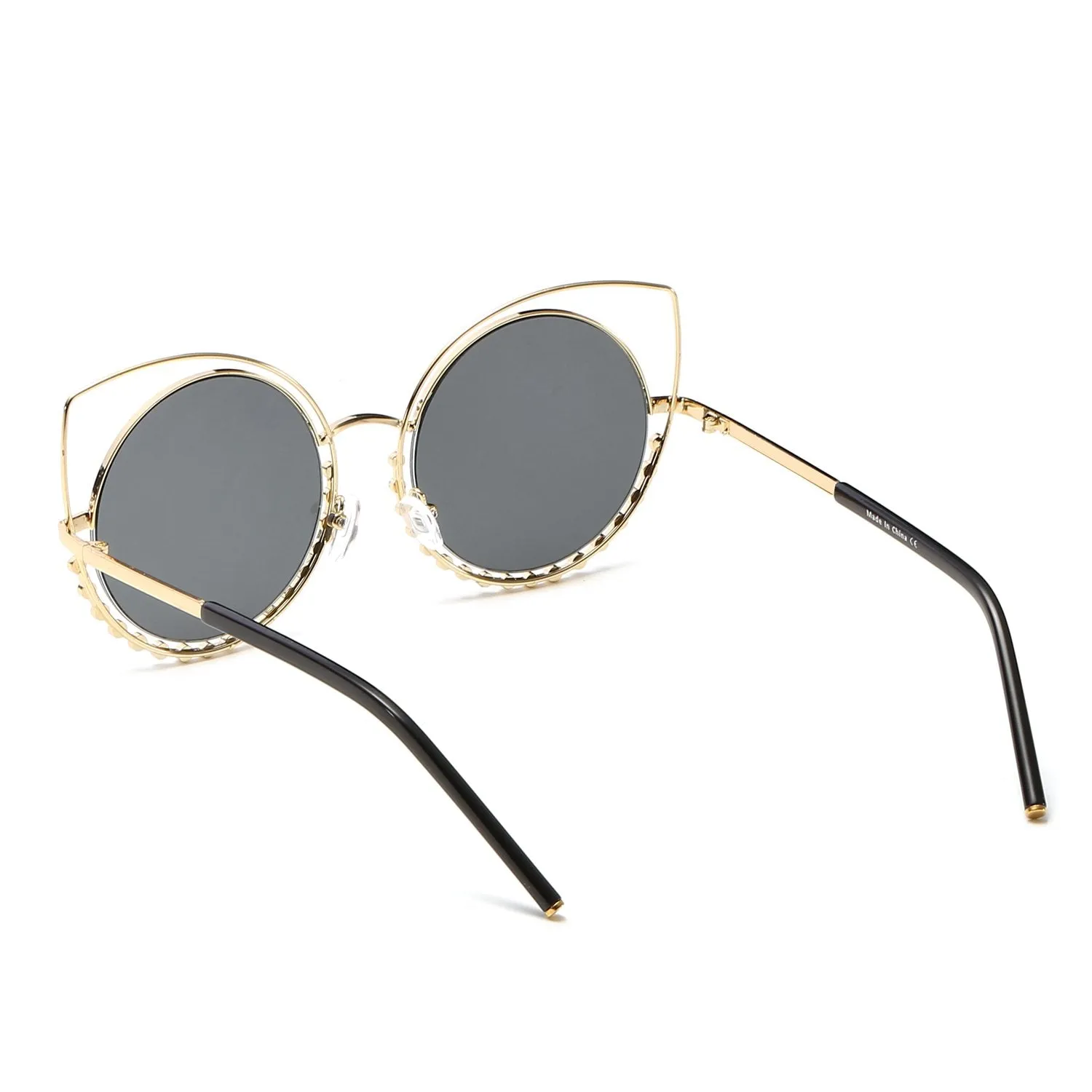 HOLLAND | A21 - Designer Pearl-Studded Cut-Out Cat Eye Princess Sunglasses