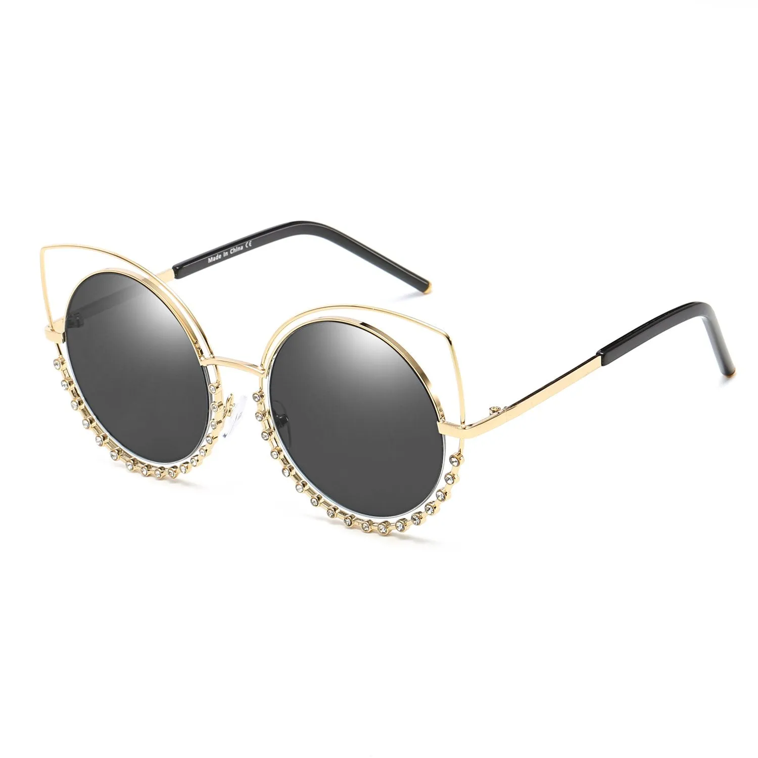 HOLLAND | A21 - Designer Pearl-Studded Cut-Out Cat Eye Princess Sunglasses