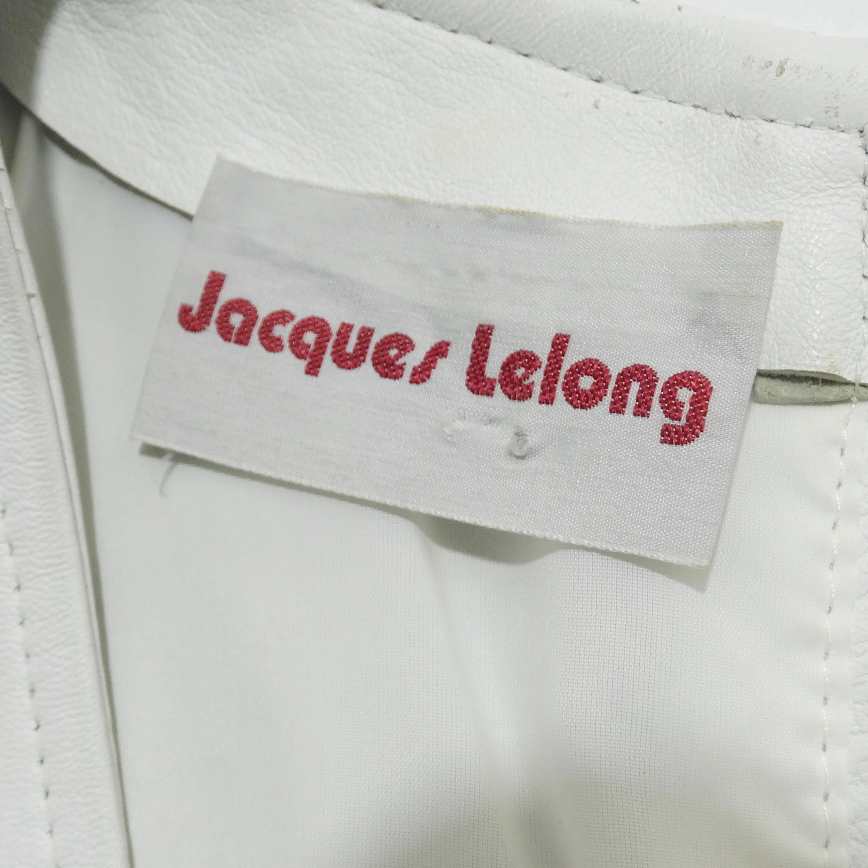 Jacques Lelong 1980s White Leather Studded Dress