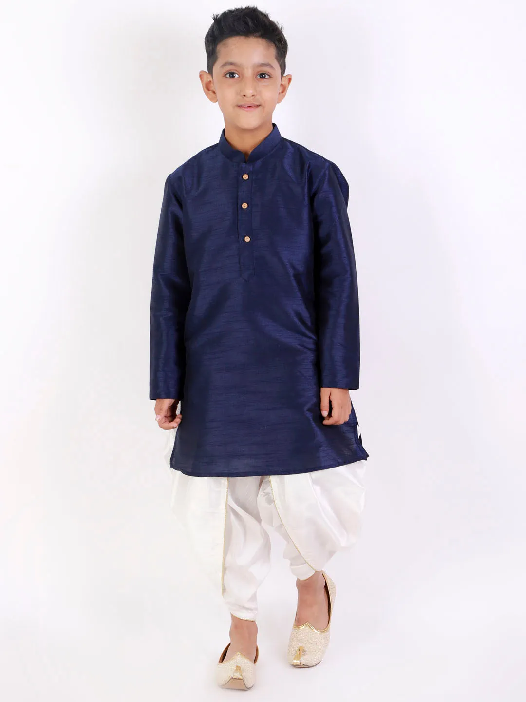 Jashvi Boys' White Silk Blend Dhoti