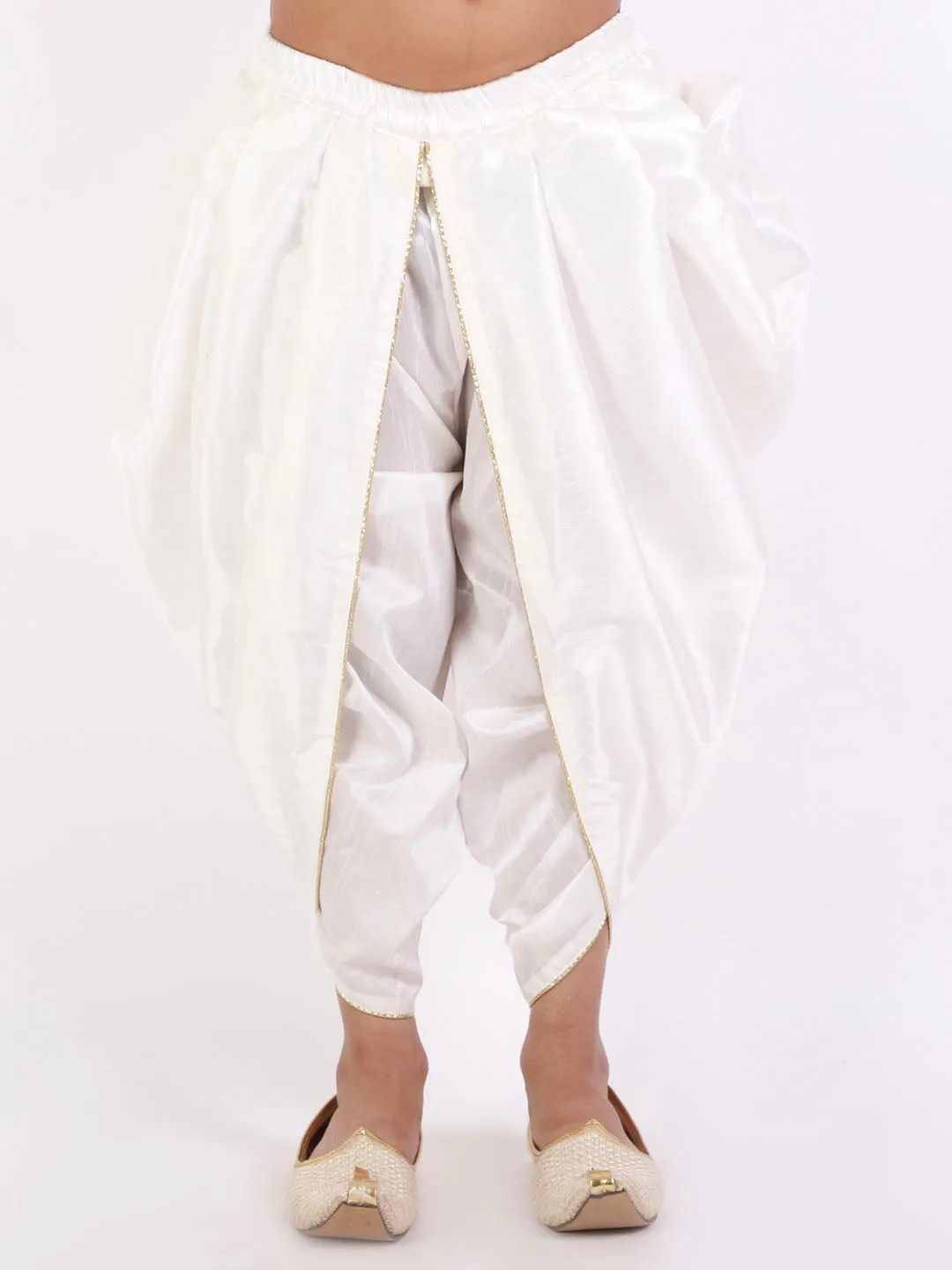 Jashvi Boys' White Silk Blend Dhoti