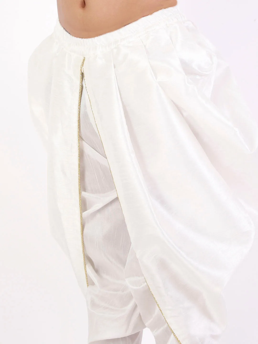 Jashvi Boys' White Silk Blend Dhoti