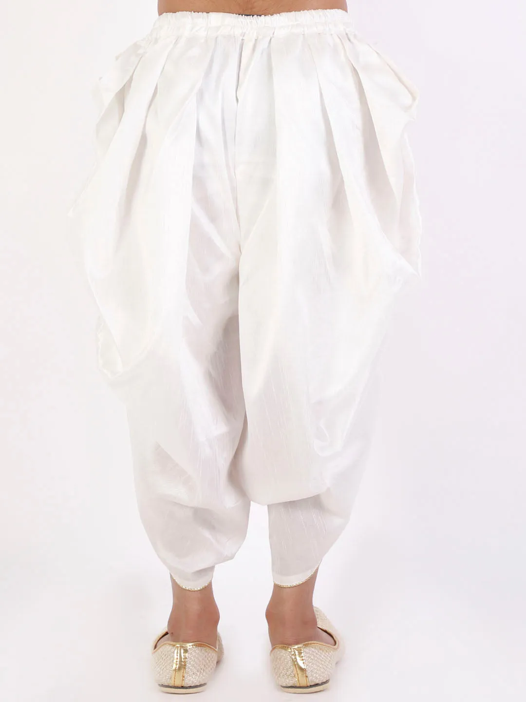 Jashvi Boys' White Silk Blend Dhoti