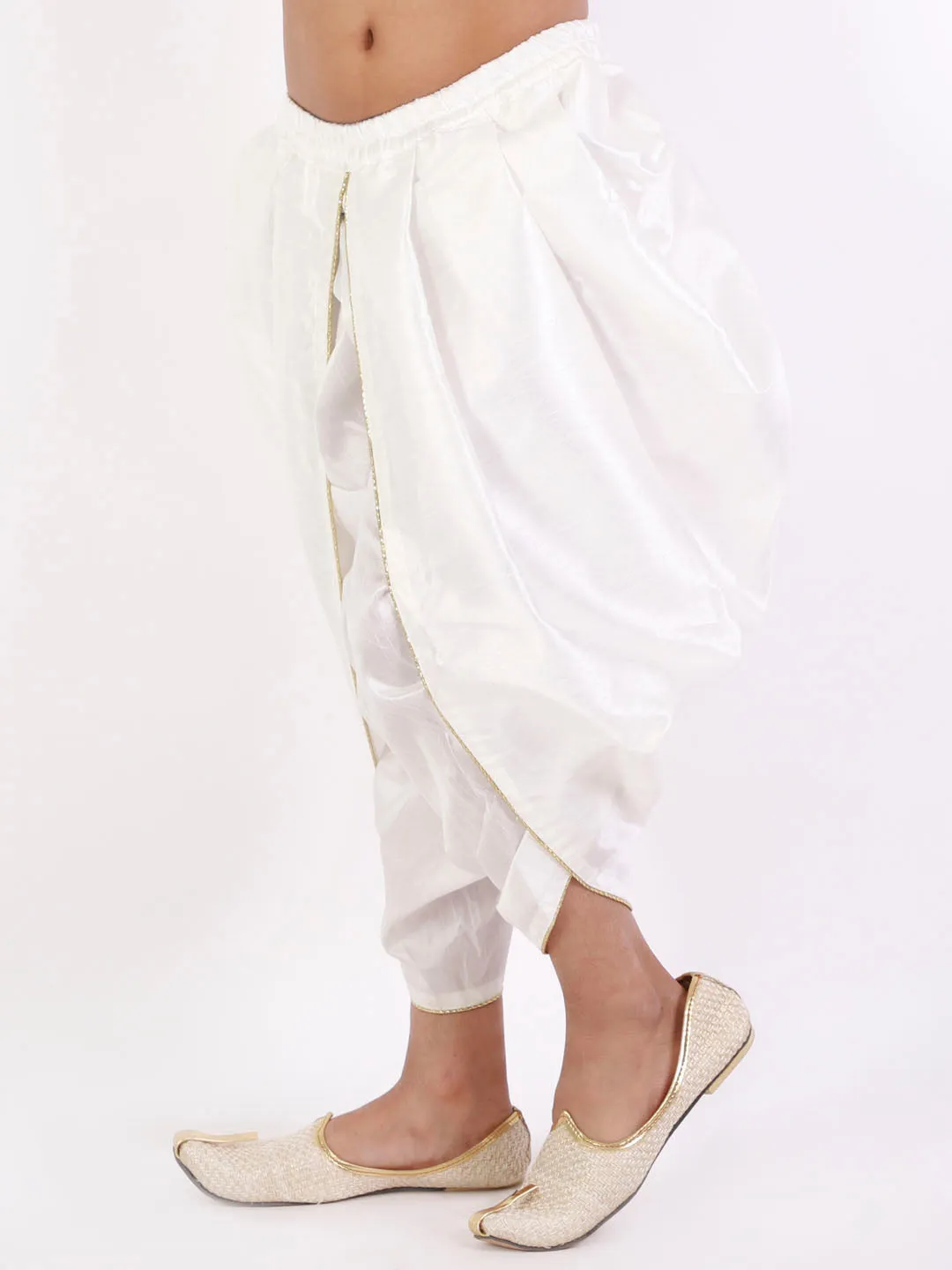 Jashvi Boys' White Silk Blend Dhoti