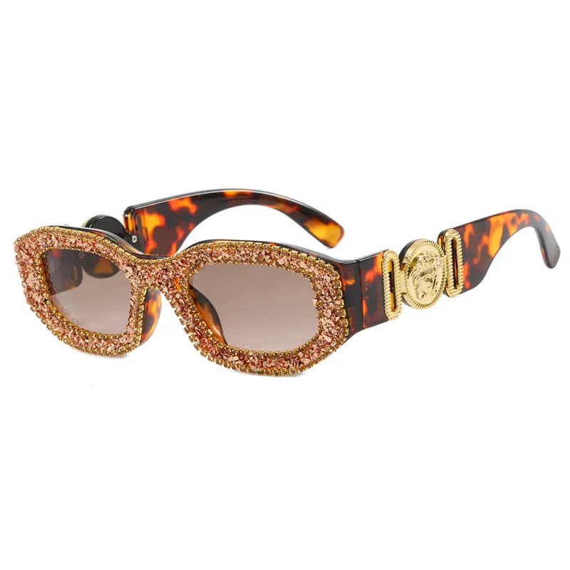 Ladies Faux Diamond Studded High-End Street Photography Sunglasses