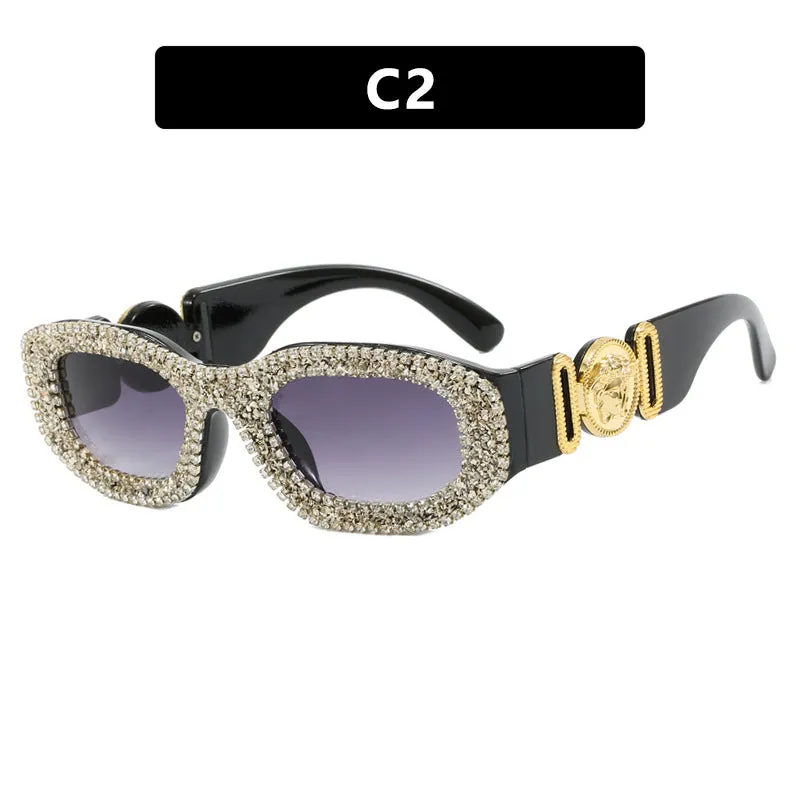 Ladies Faux Diamond Studded High-End Street Photography Sunglasses