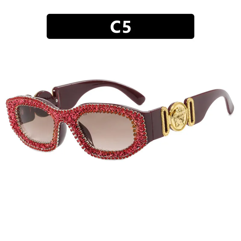 Ladies Faux Diamond Studded High-End Street Photography Sunglasses