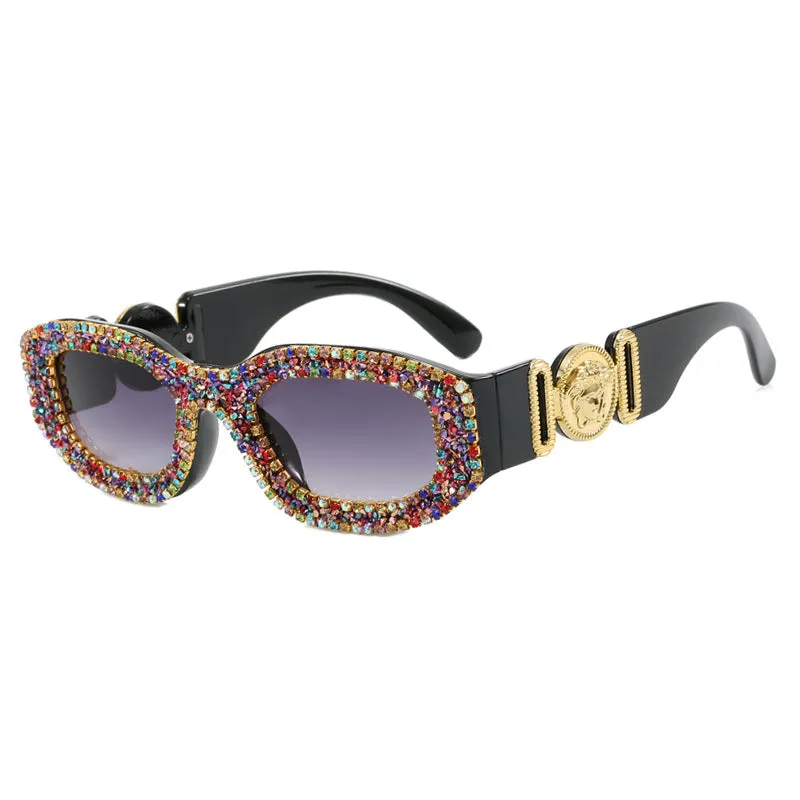Ladies Faux Diamond Studded High-End Street Photography Sunglasses