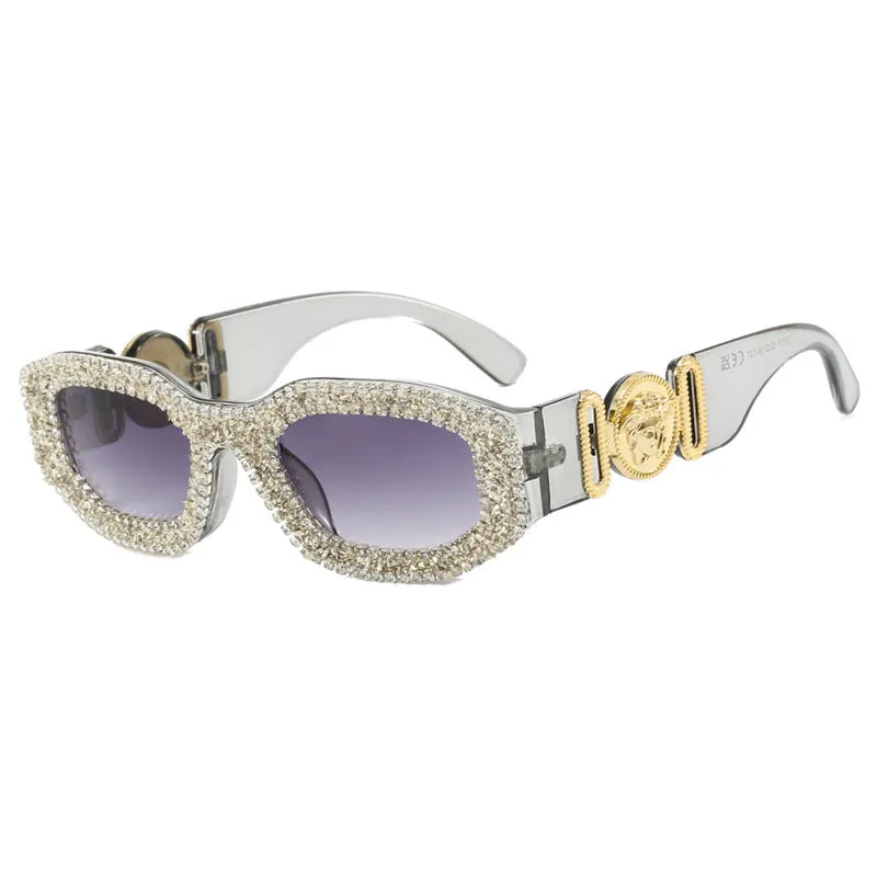 Ladies Faux Diamond Studded High-End Street Photography Sunglasses
