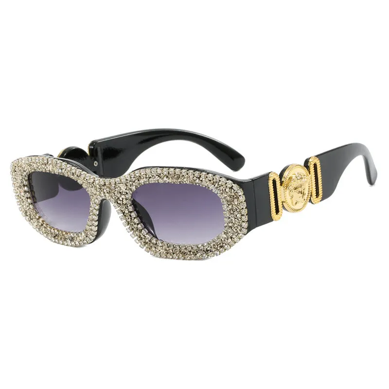 Ladies Faux Diamond Studded High-End Street Photography Sunglasses