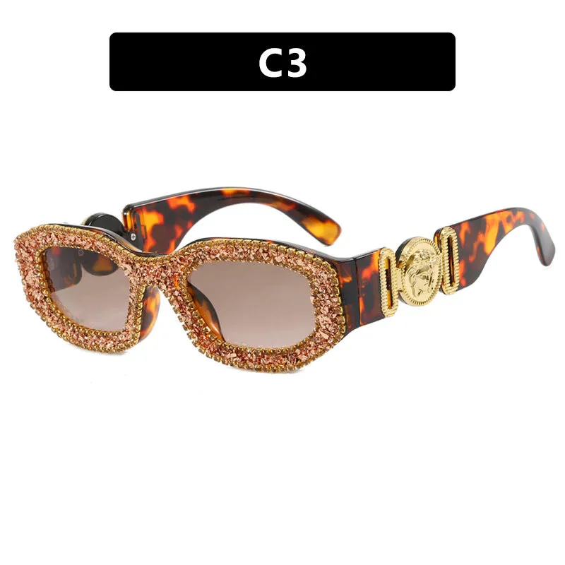 Ladies Faux Diamond Studded High-End Street Photography Sunglasses