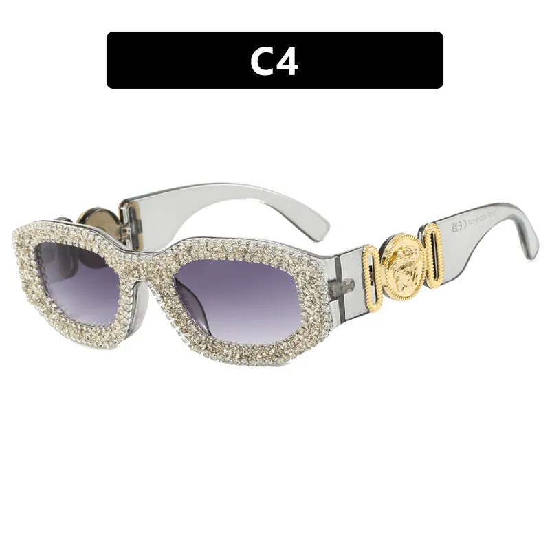 Ladies Faux Diamond Studded High-End Street Photography Sunglasses