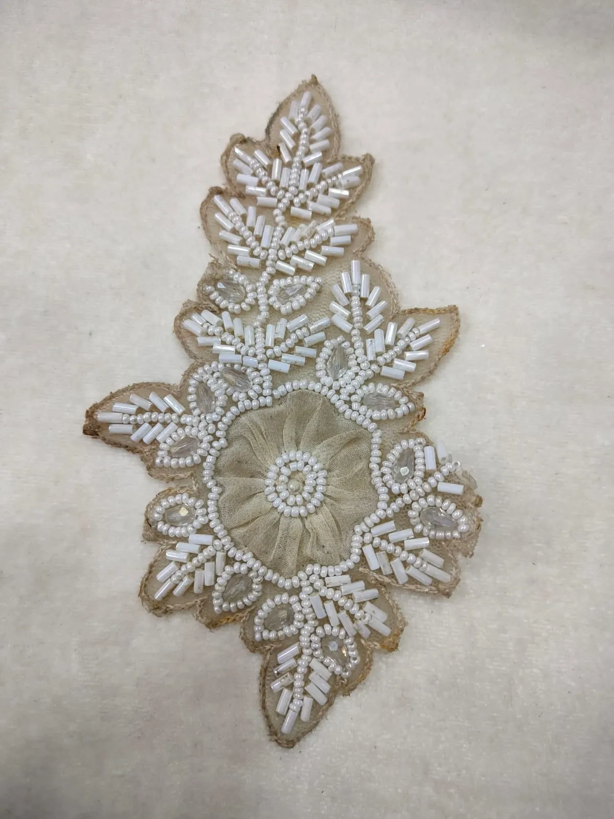 Light Brown & White Embellished Zardozi Patches