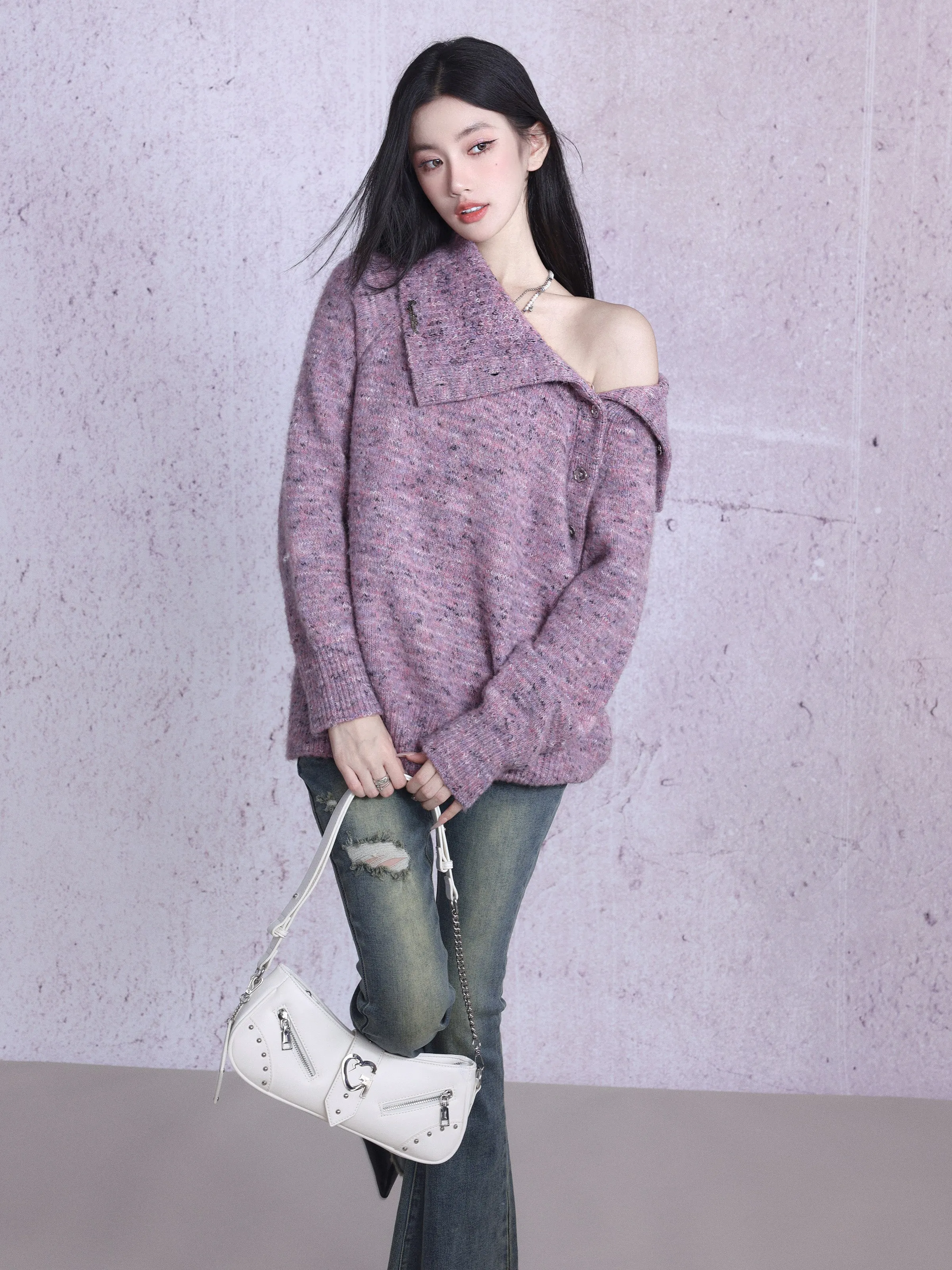 Lilac Twist Collar Sweater