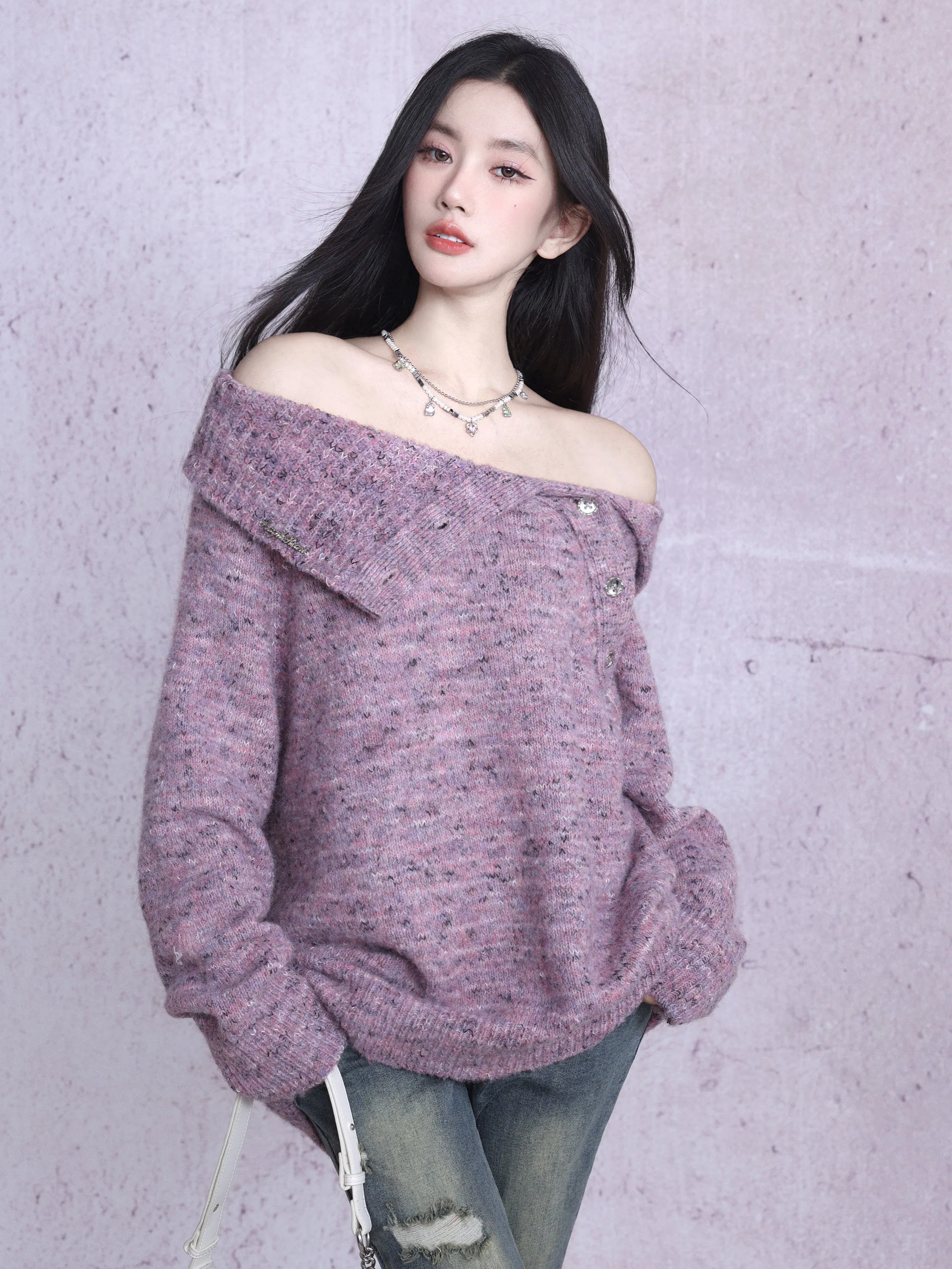 Lilac Twist Collar Sweater