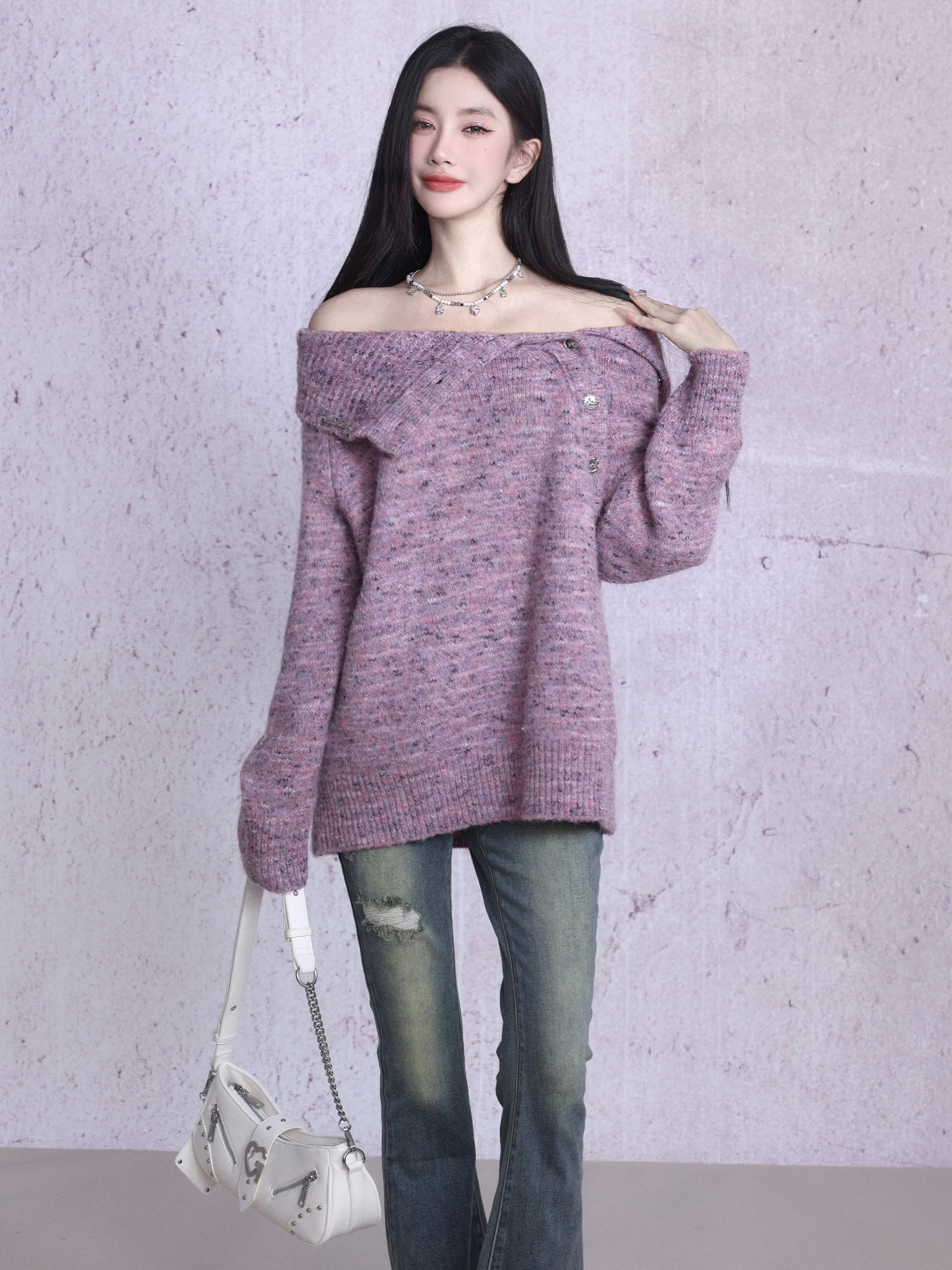 Lilac Twist Collar Sweater