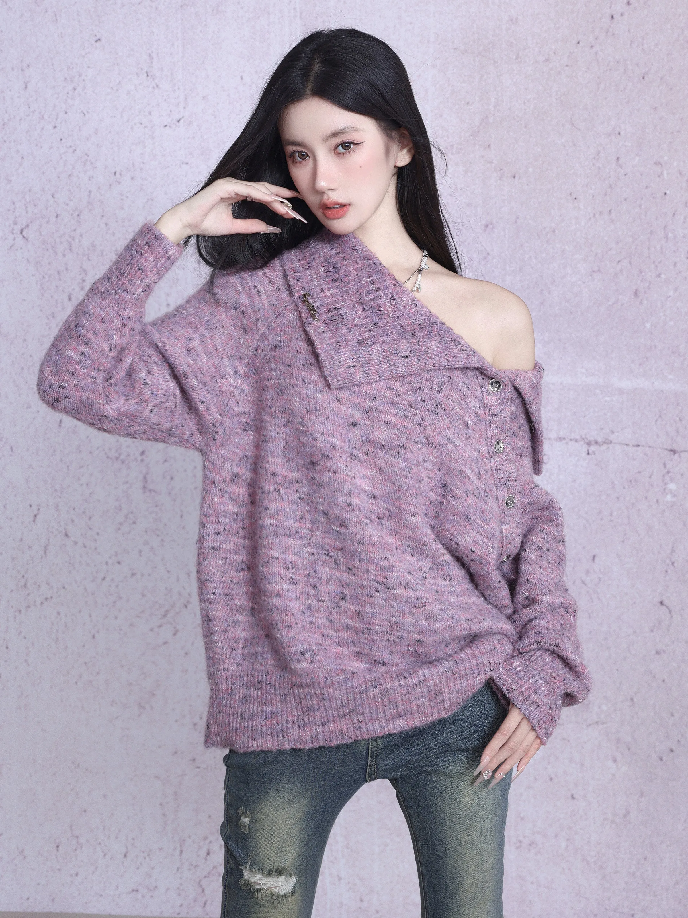 Lilac Twist Collar Sweater