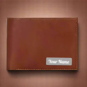 Personalized Leather Wallet with Name - Tan