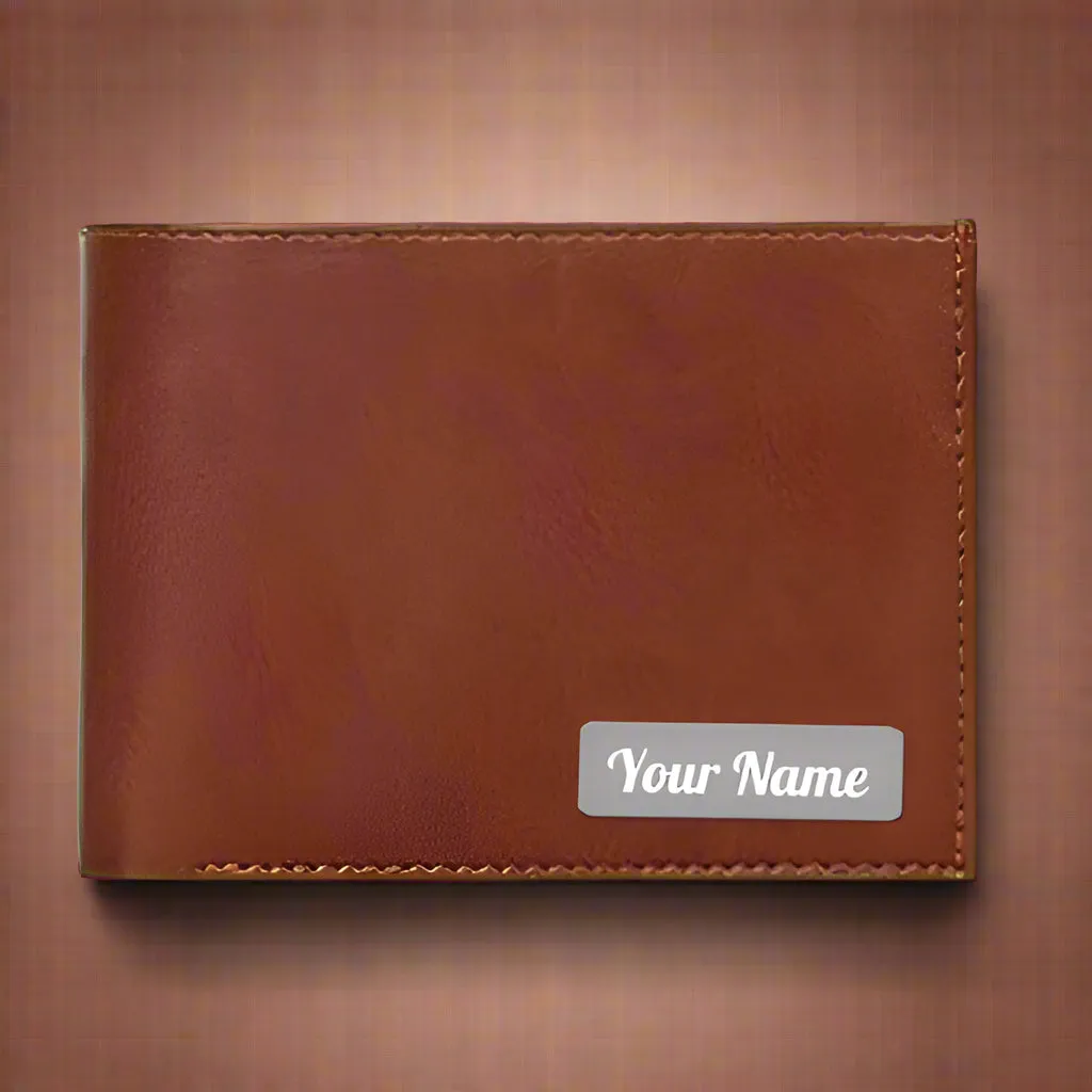 Personalized Leather Wallet with Name - Tan