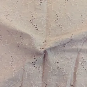 Powder Lavender Floral Hand Dyed Cotton Embroidered Fabric